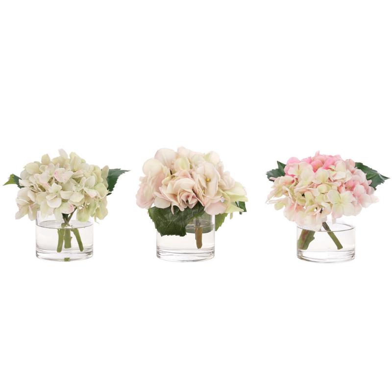 Pink Hydrangea Petite Faux Arrangement - Set of 3