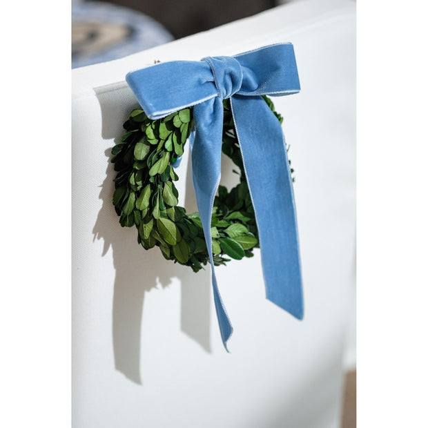 Cailíní Coastal Preserved Boxwood Wreath with Dusty Blue Ribbon