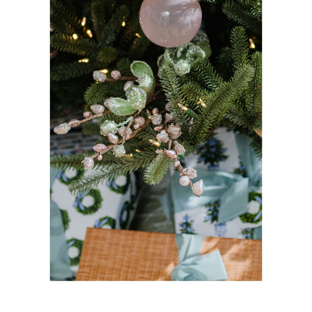 Frosted Green Magnolia Blossom Tree Stem - Set of 6