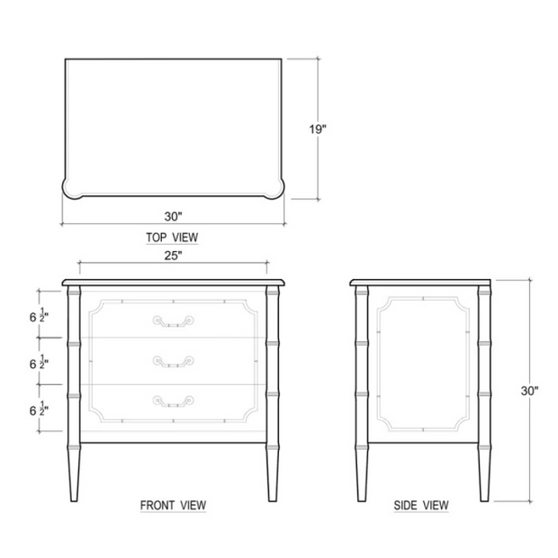 Monaco 3 Drawer Nightstand