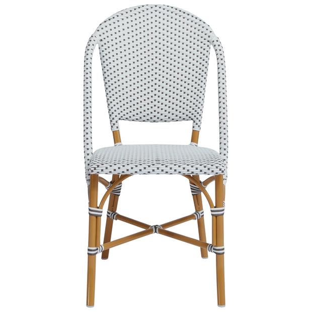 Chatham Outdoor Dining Chair - Almond Frame - White with Cappuccino Dots