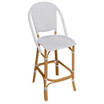 Chatham Outdoor Bar Stool - Almond Frame - White with Cappuccino Dots