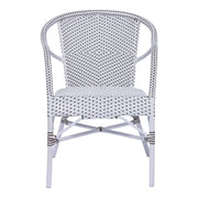 Chatham Outdoor Dining Armchair - White Frame - White with Cappuccino Dots
