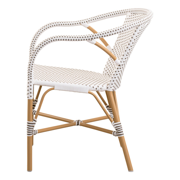 Chatham Outdoor Armchair - Almond Frame - White with Cappuccino Dots