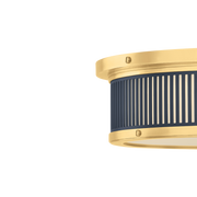 Ashdown Flush Mount - Brass/Navy