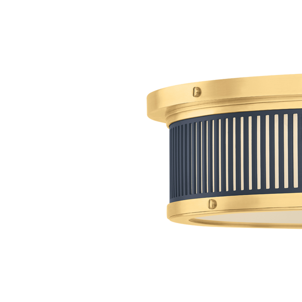 Ashdown Flush Mount - Brass/Navy