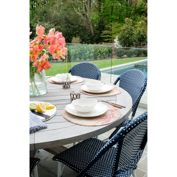 Chatham Outdoor Dining Chair - White Frame - Navy with White Dot
