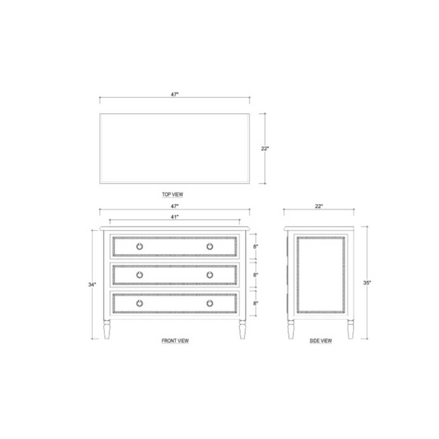 Deauville 3 Drawer Dresser