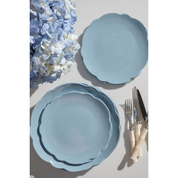 Blue Scallop Melamine Dinner Plates