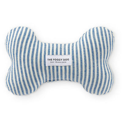 Lake Blue Stripe Dog Bone Squeaky Toy