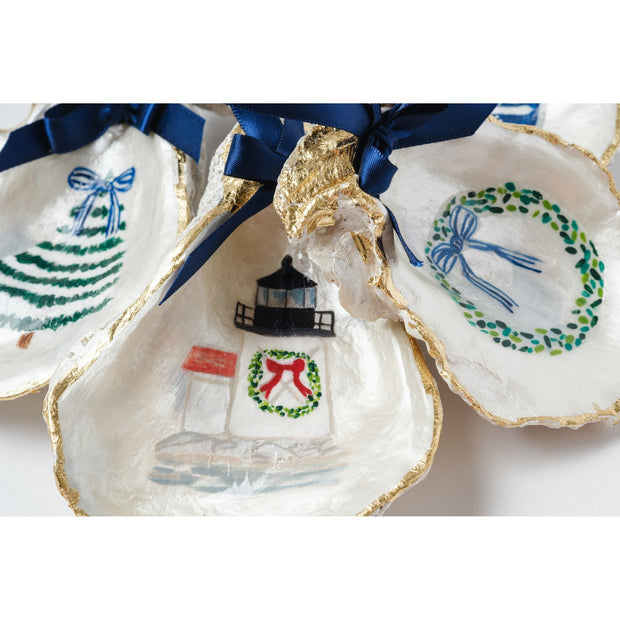 Lighthouse Gilded Oyster Shell Ornament