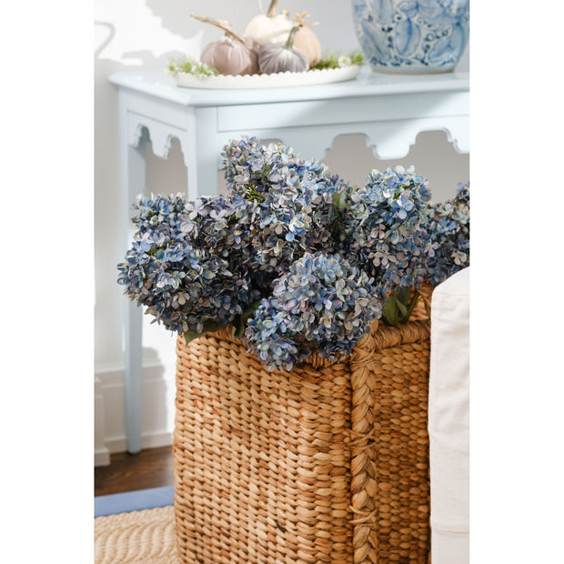 Antiqued Blue Pee Gee Hydrangea Faux Stem