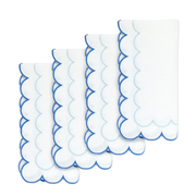 Blue Scallop Embroidered Napkins - Set of 4