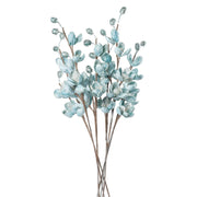 Frosted Blue Magnolia Blossom Tree Stem - Set of 6