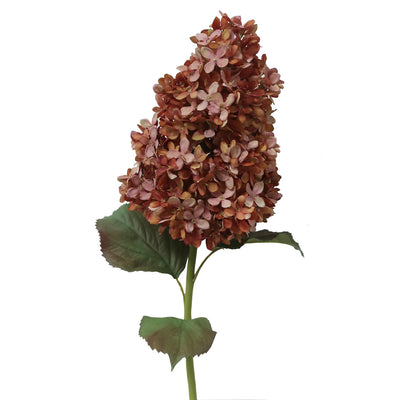 Antiqued Burgundy Hydrangea Pee Gee Faux Stem