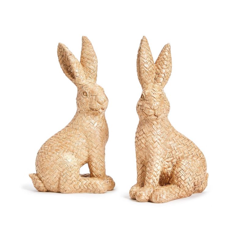Woven Rattan Decorative Bunny - Set of 2