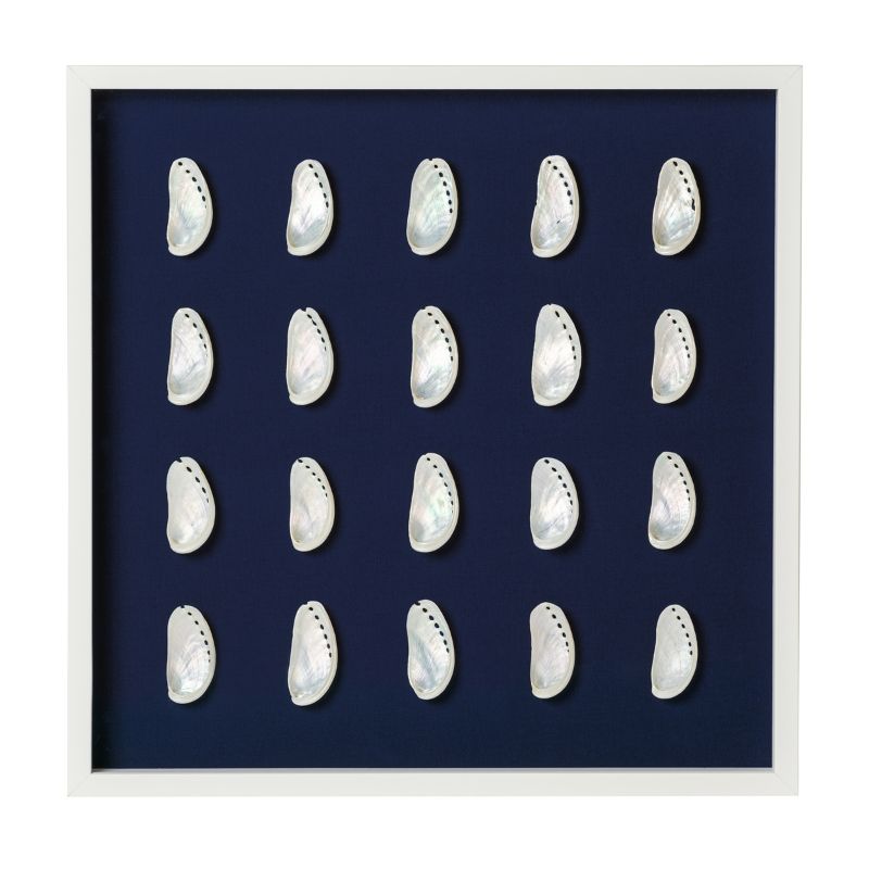 Pearl Abalone Shell Framed Art - Navy