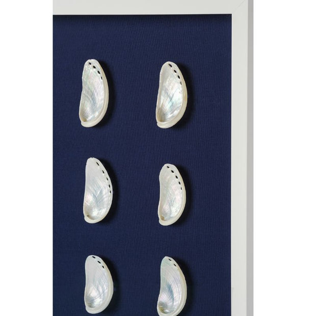 Pearl Abalone Shell Framed Art - Navy