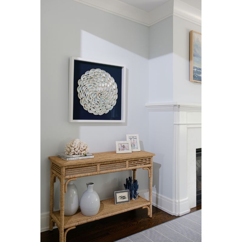Pearl Abalone Shell Ripple Framed Art - White on Navy – Cailini Coastal