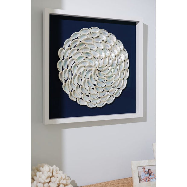 Pearl Abalone Shell Ripple Framed Art - Navy