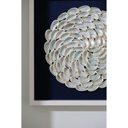 Pearl Abalone Shell Ripple Framed Art - White on Navy – Cailini Coastal