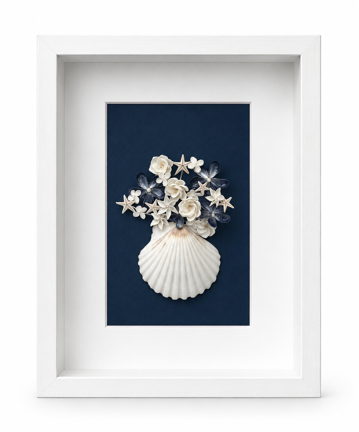 Scallop Shell Bouquet Navy Original Artwork