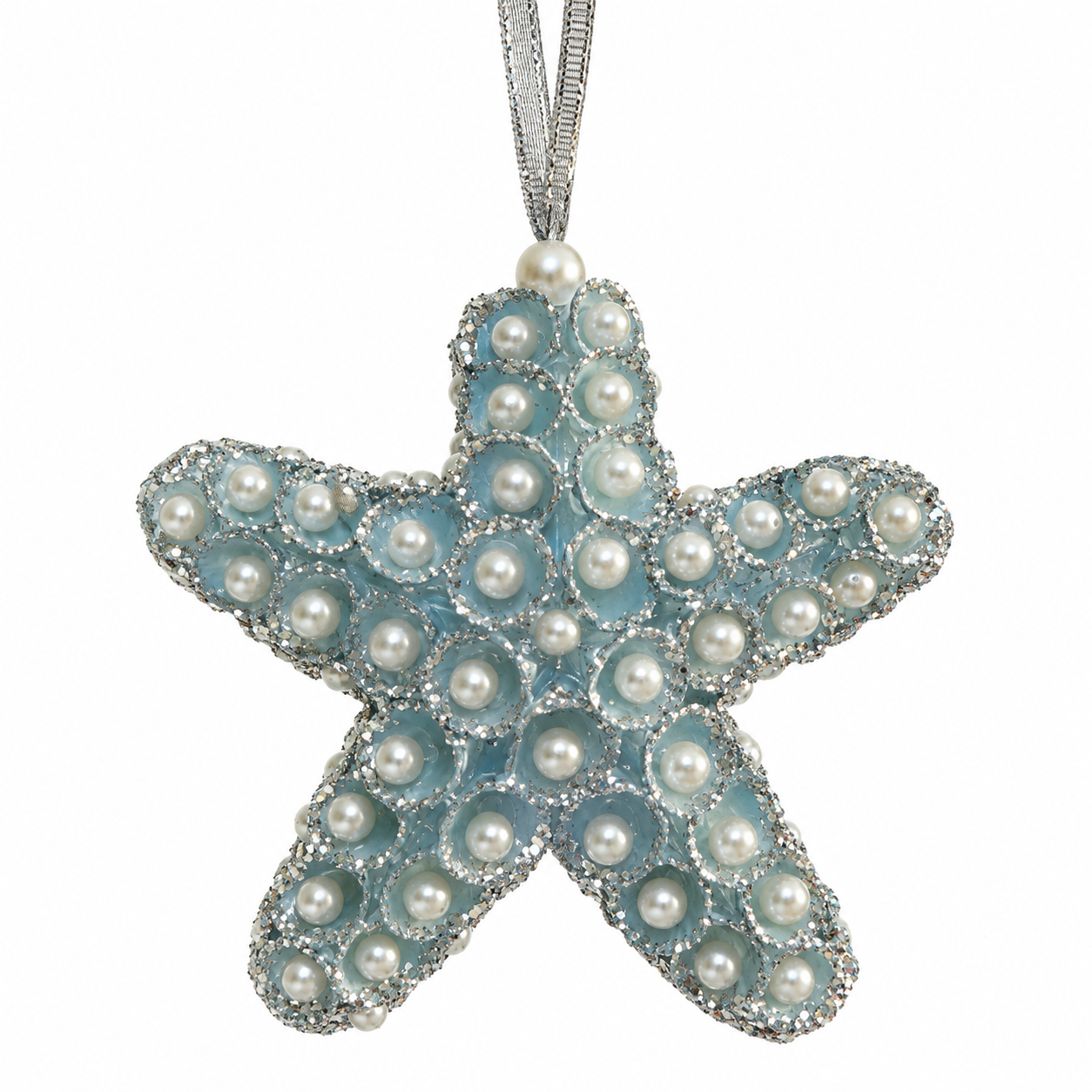 Blue Pearl Clamrose Shell Star Ornament
