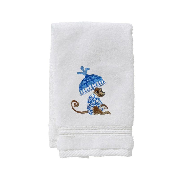 Embroidered Monkey Plush Terry Guest Towel