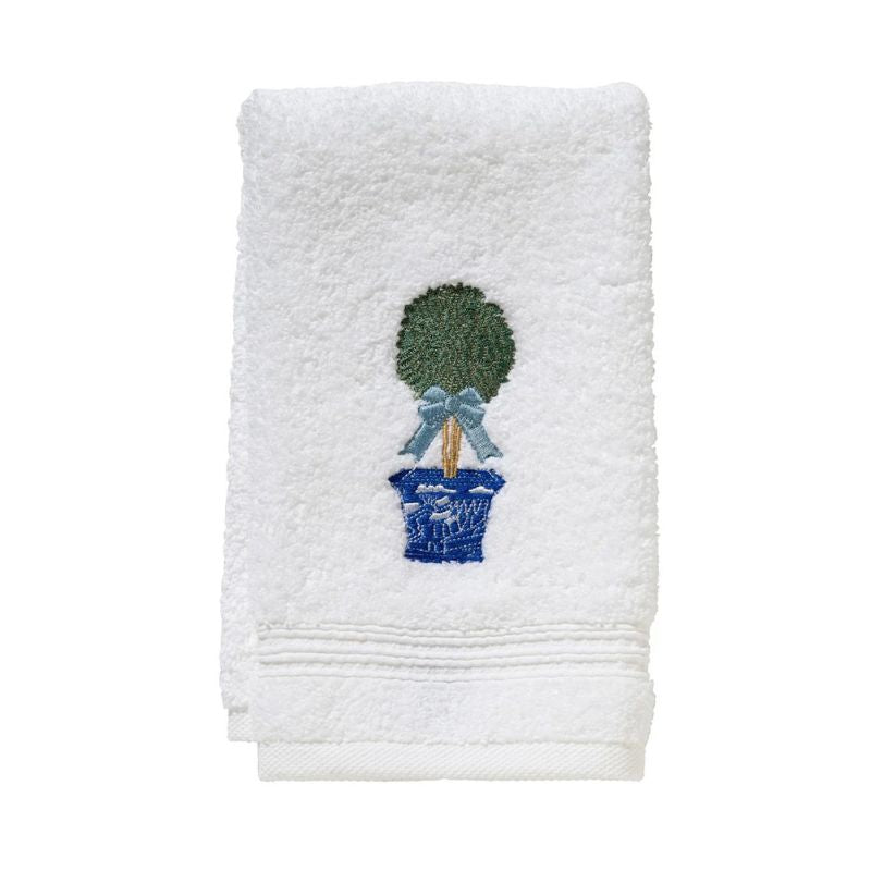 Embroidered Boxwood Terry Guest Towel