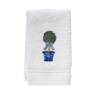 Embroidered Boxwood Plush Terry Guest Towel