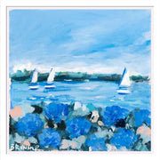 Blue and White Sailing Adventure Original Framed Painting