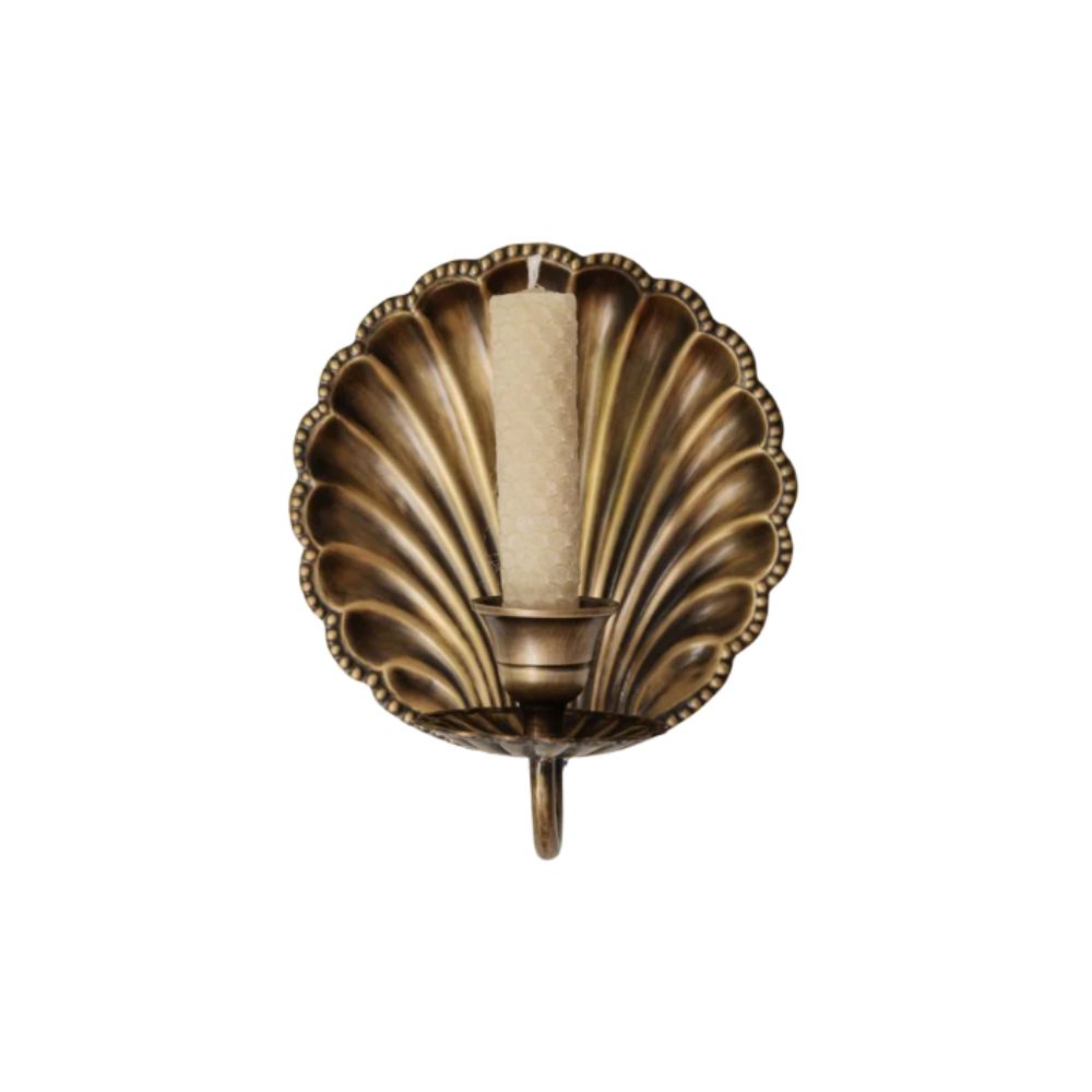 Antique Brass Shell Wall Sconce