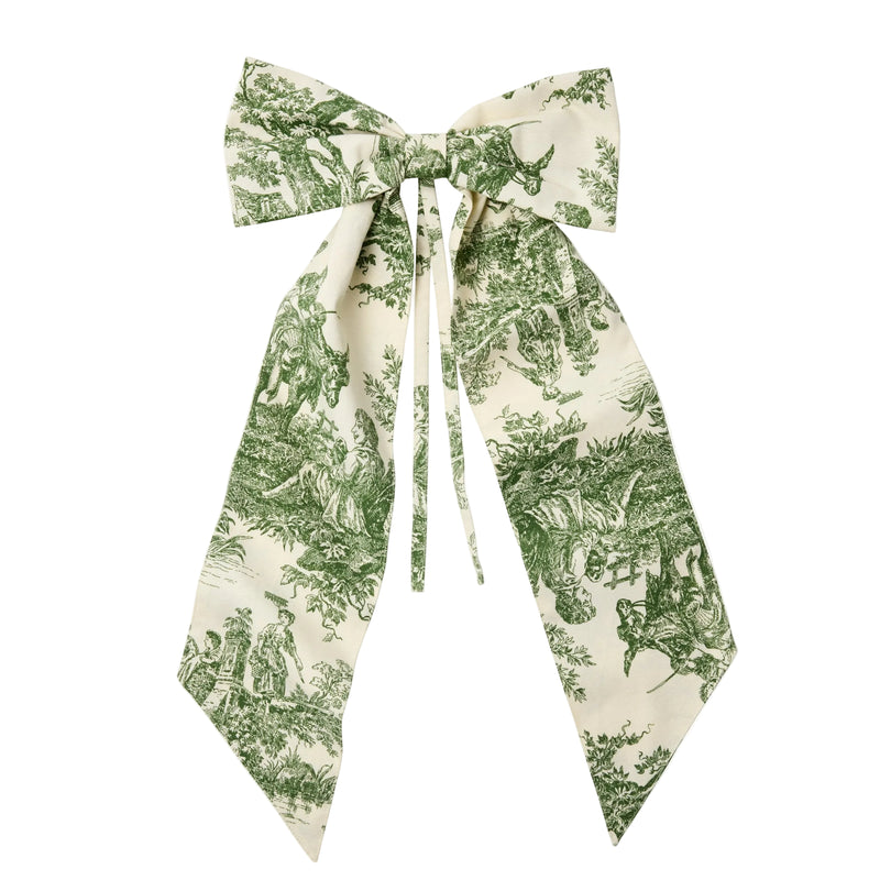 Evergreen Toile Oversized Bow