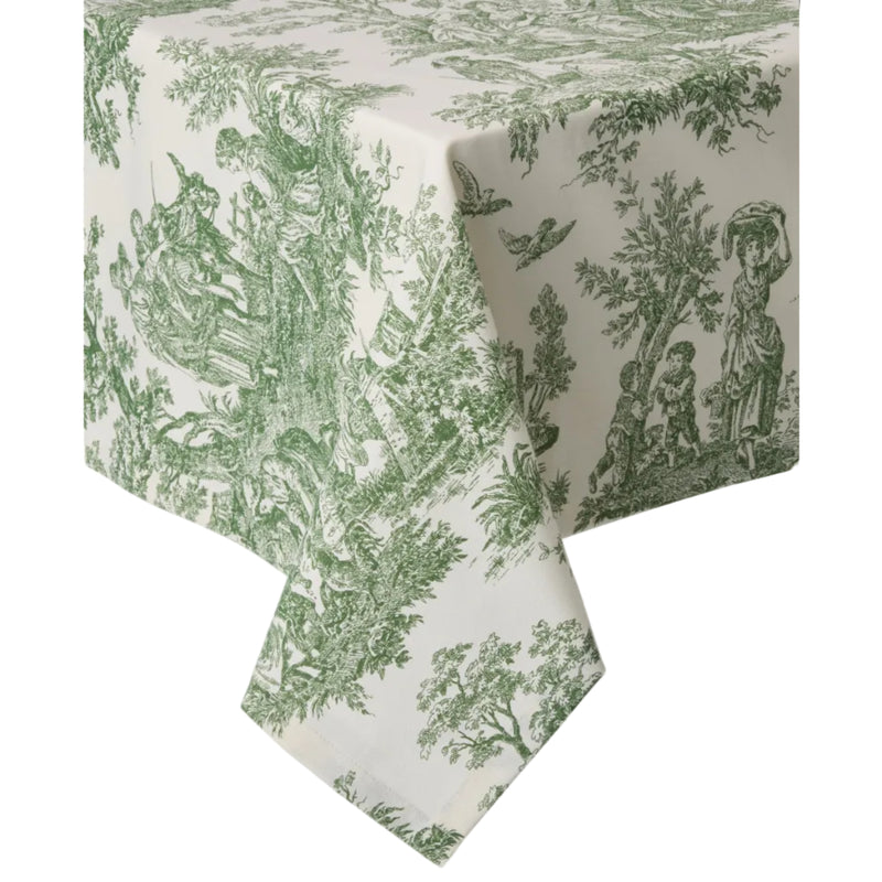 Evergreen Toile Tablecloth