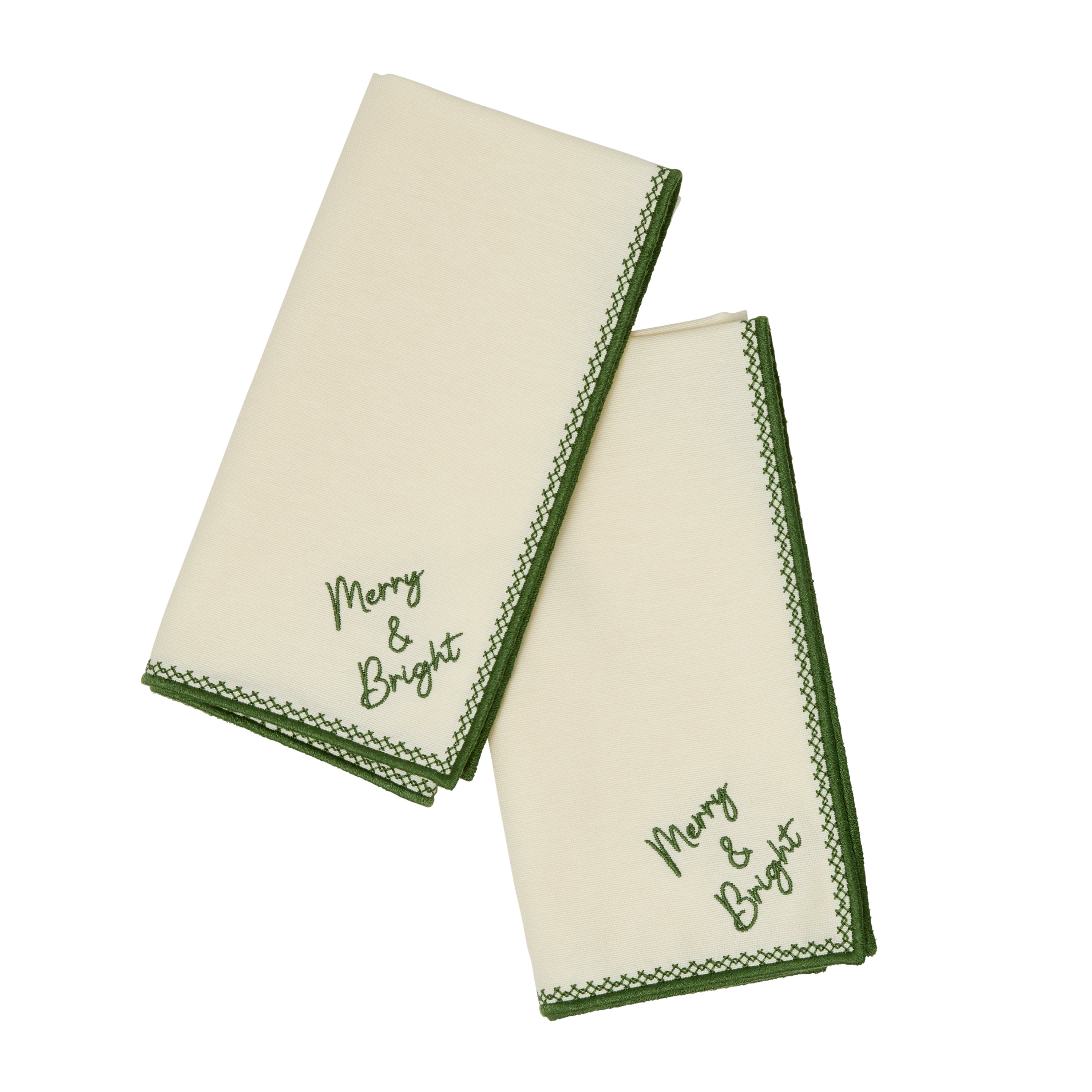 Merry & Bright Embroidered Napkin - Set of 2