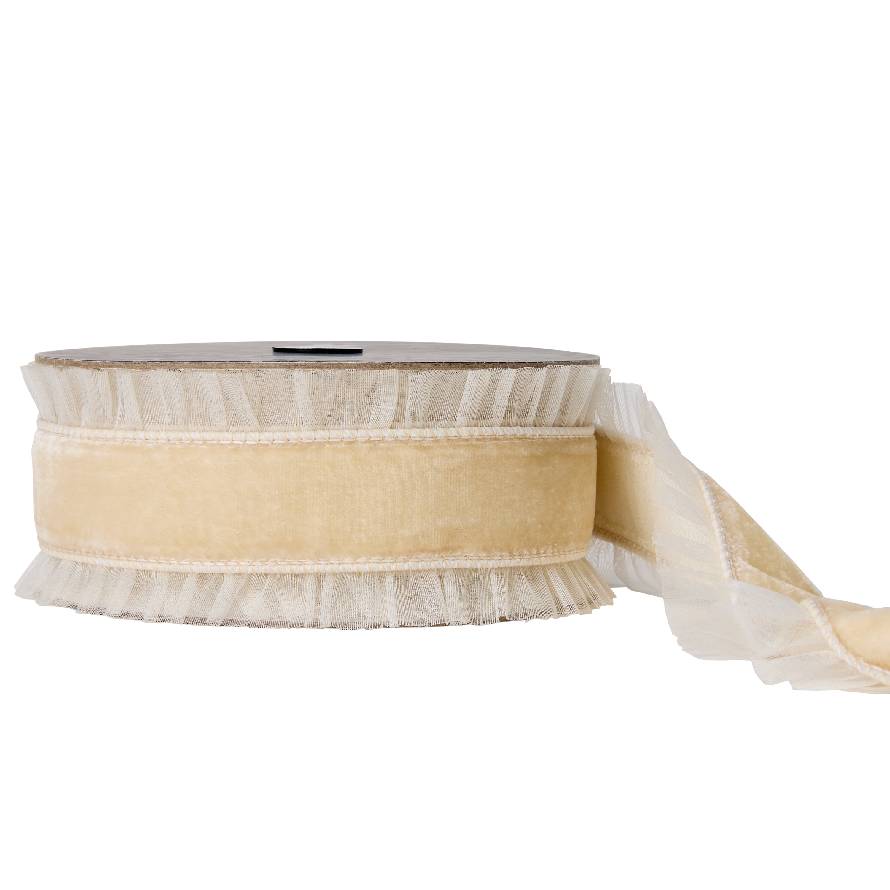 Ruffled Velvet Ribbon - Cream
