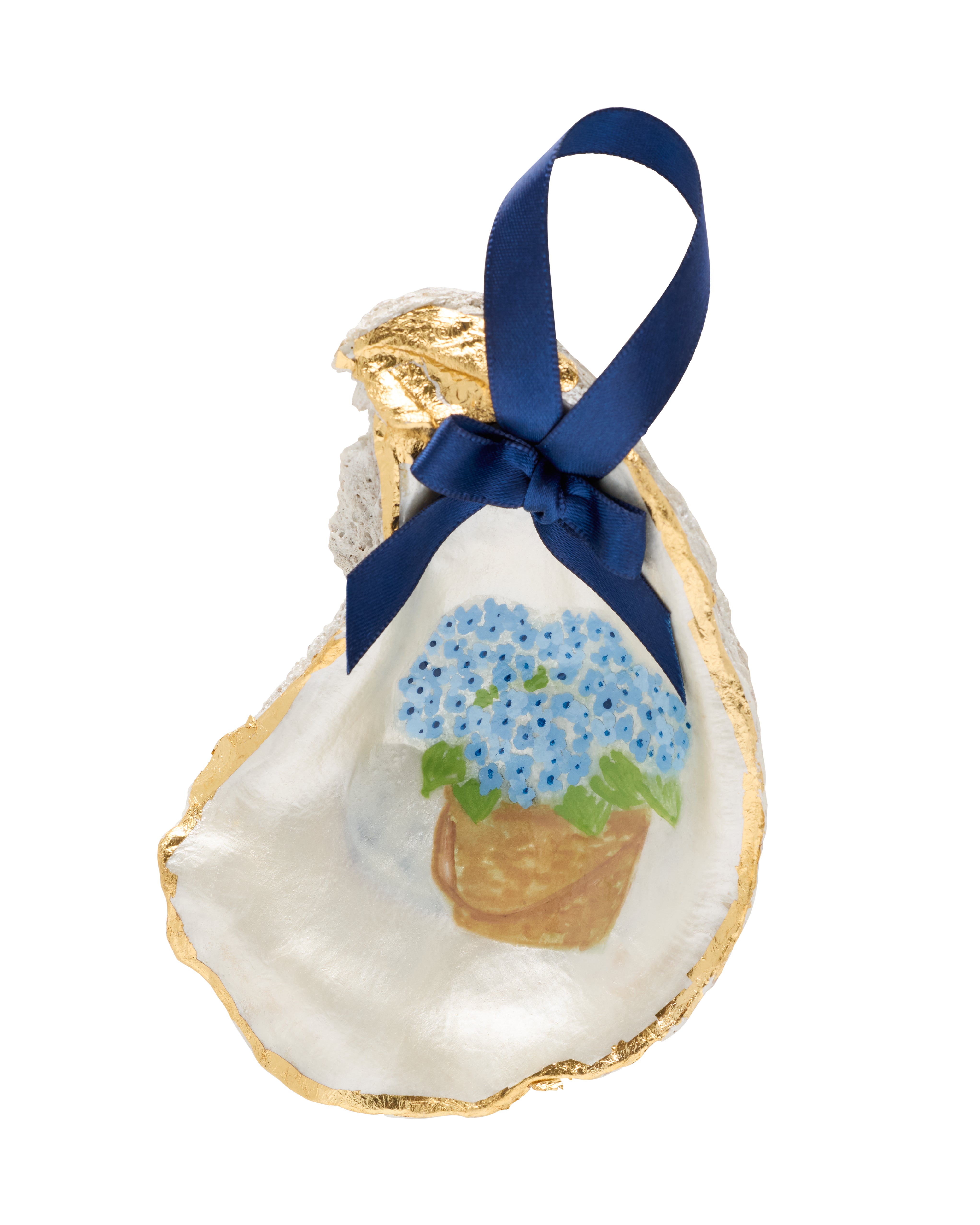 Nantucket Hydrangea Basket Gilded Oyster Shell Ornament