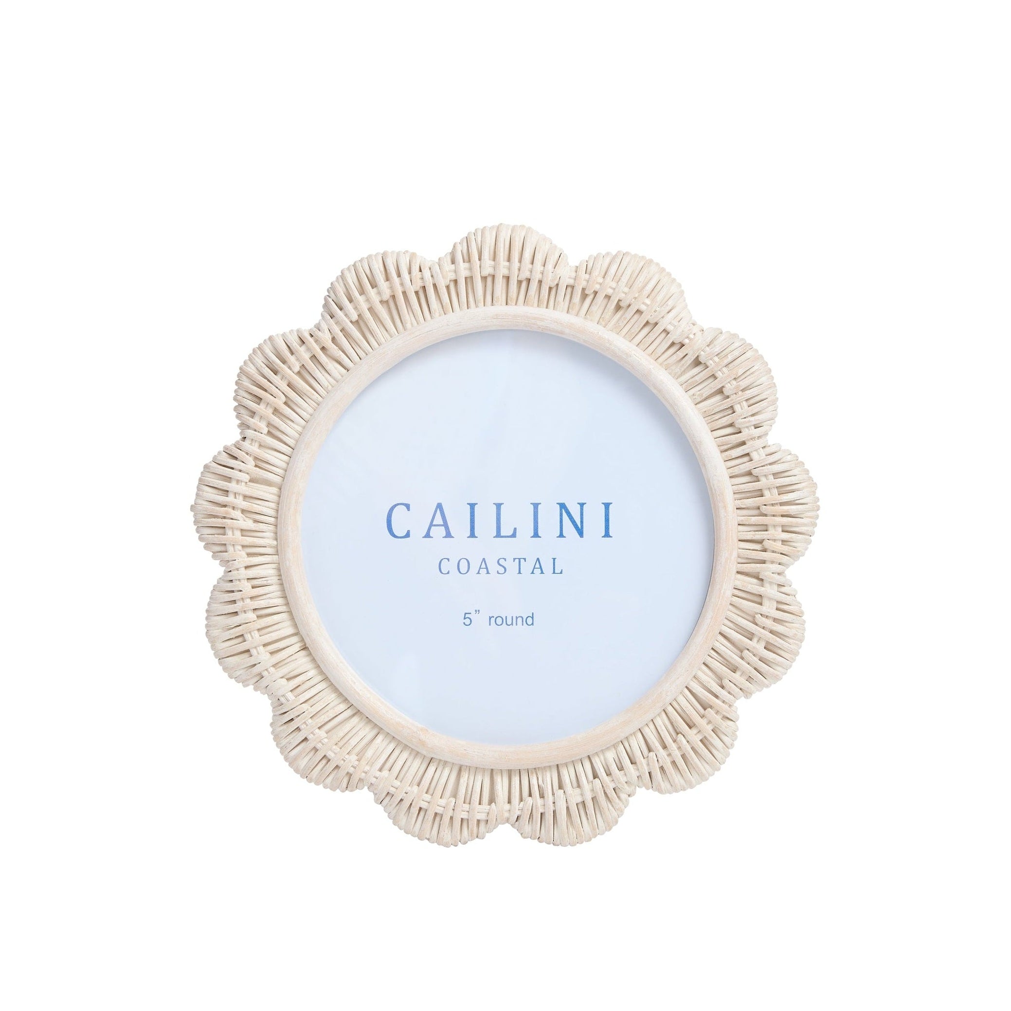 Surfside Scallop Rattan Round Photo Frame Driftwood