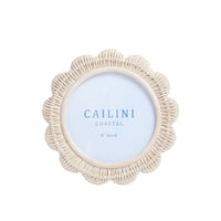 Surfside Scallop Rattan Round Photo Frame Driftwood