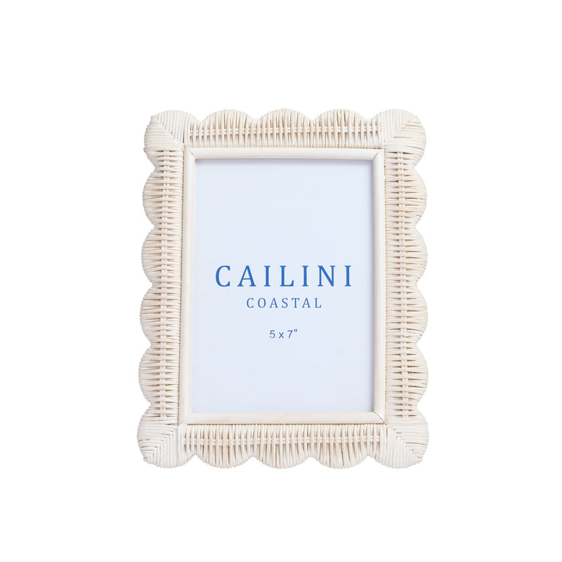 Surfside Scallop Rattan Photo Frame Driftwood