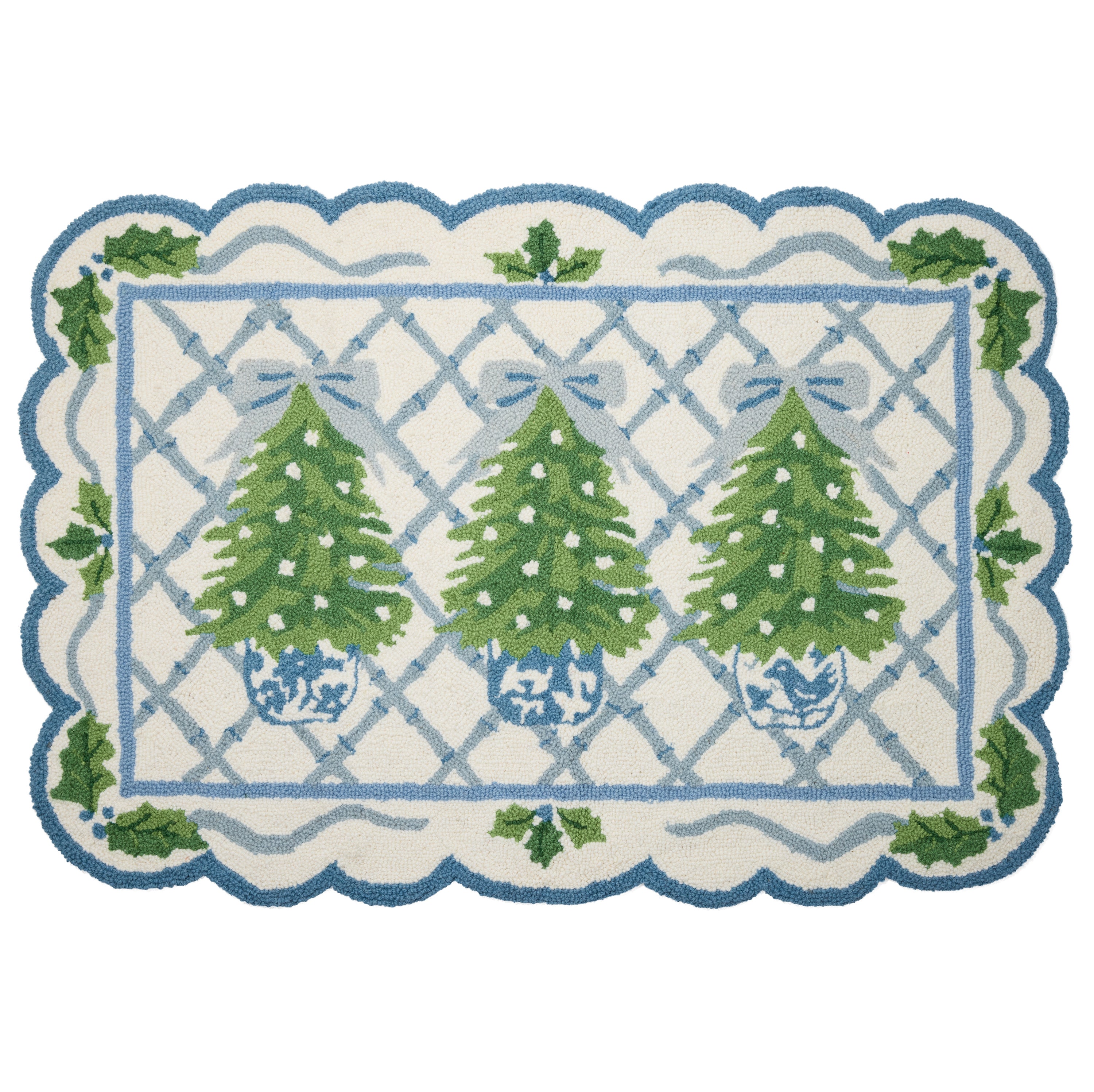 Grandmillennial Christmas Hook Rug