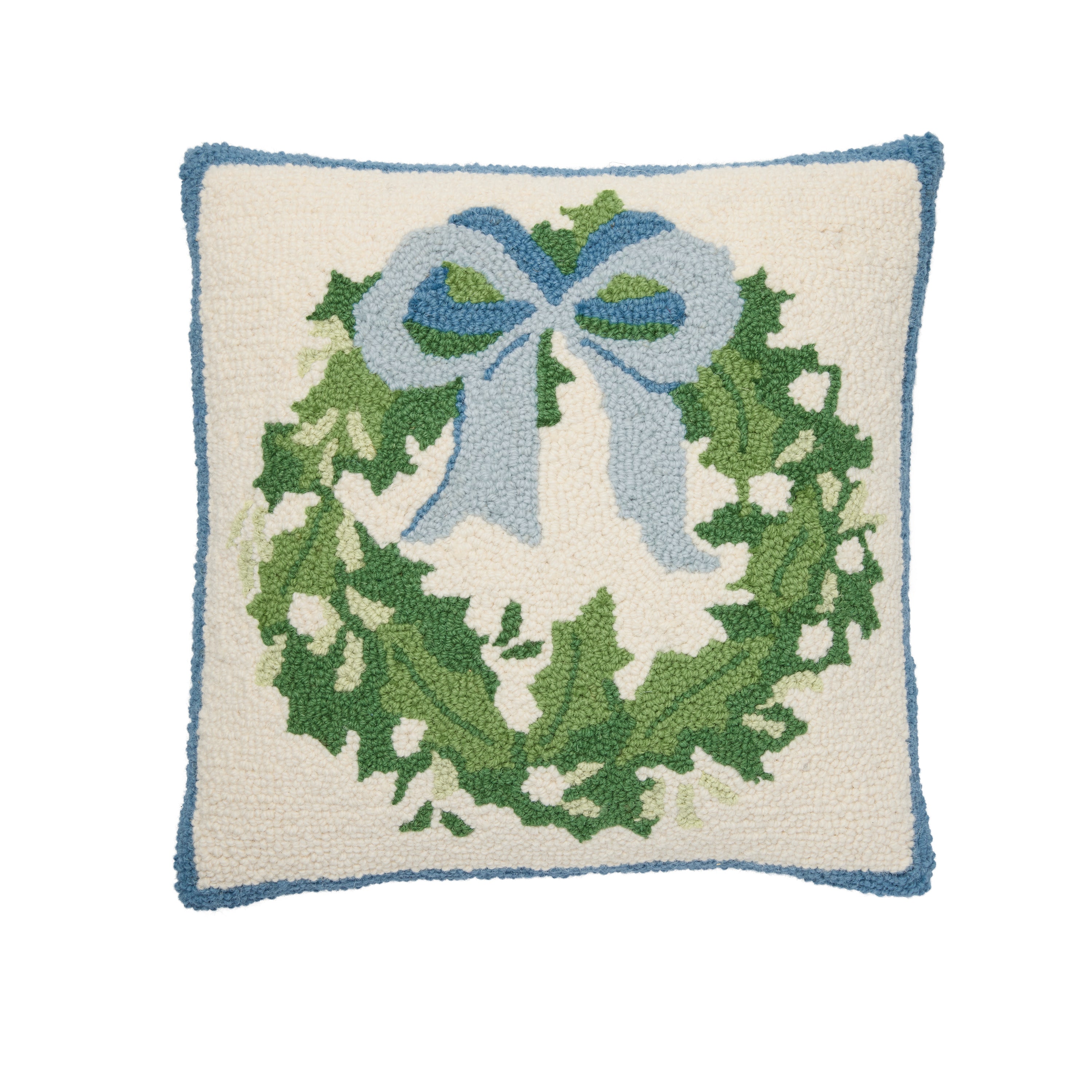 Blue Christmas Wreath Hook Pillow
