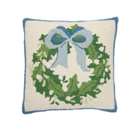 Blue Christmas Wreath Hook Pillow