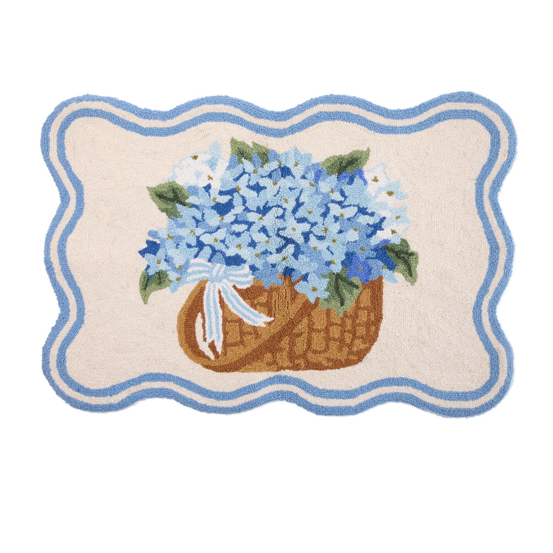 Nantucket Basket with Hydrangea Hook Rug