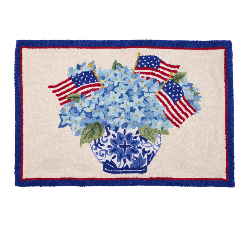Patriotic Hydrangea Hook Rug