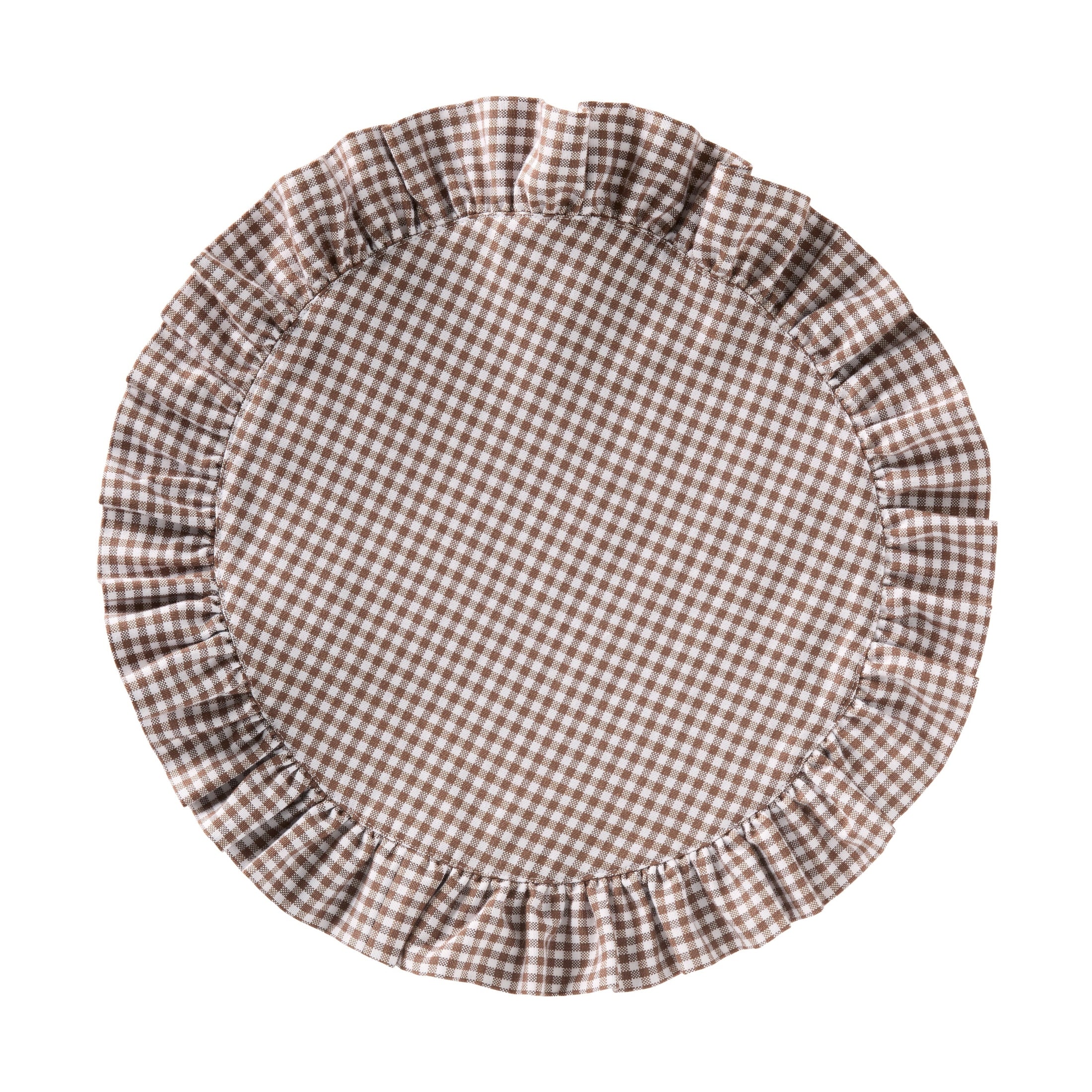 Cinnamon Gingham Ruffle Placemat - Set of 2