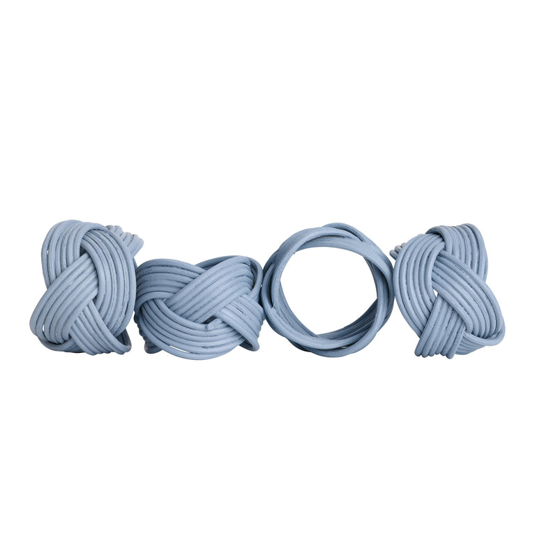 Braided Rattan Napkin Rings Blue - Set of 4