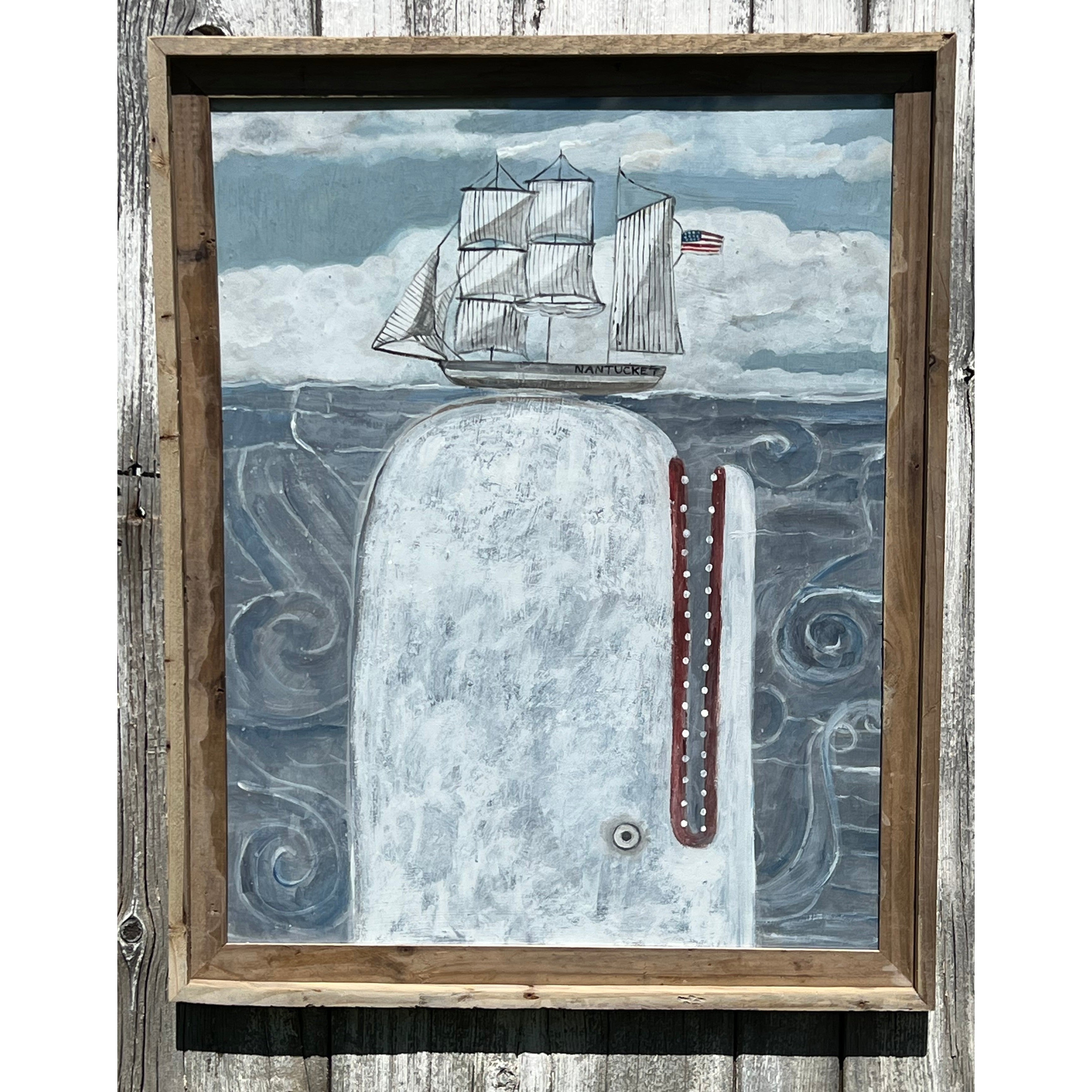 Rising Nantucket White Whale Original Painting