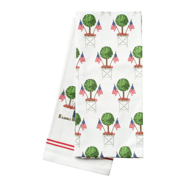 Patriotic Topiary Cotton Tea Towel