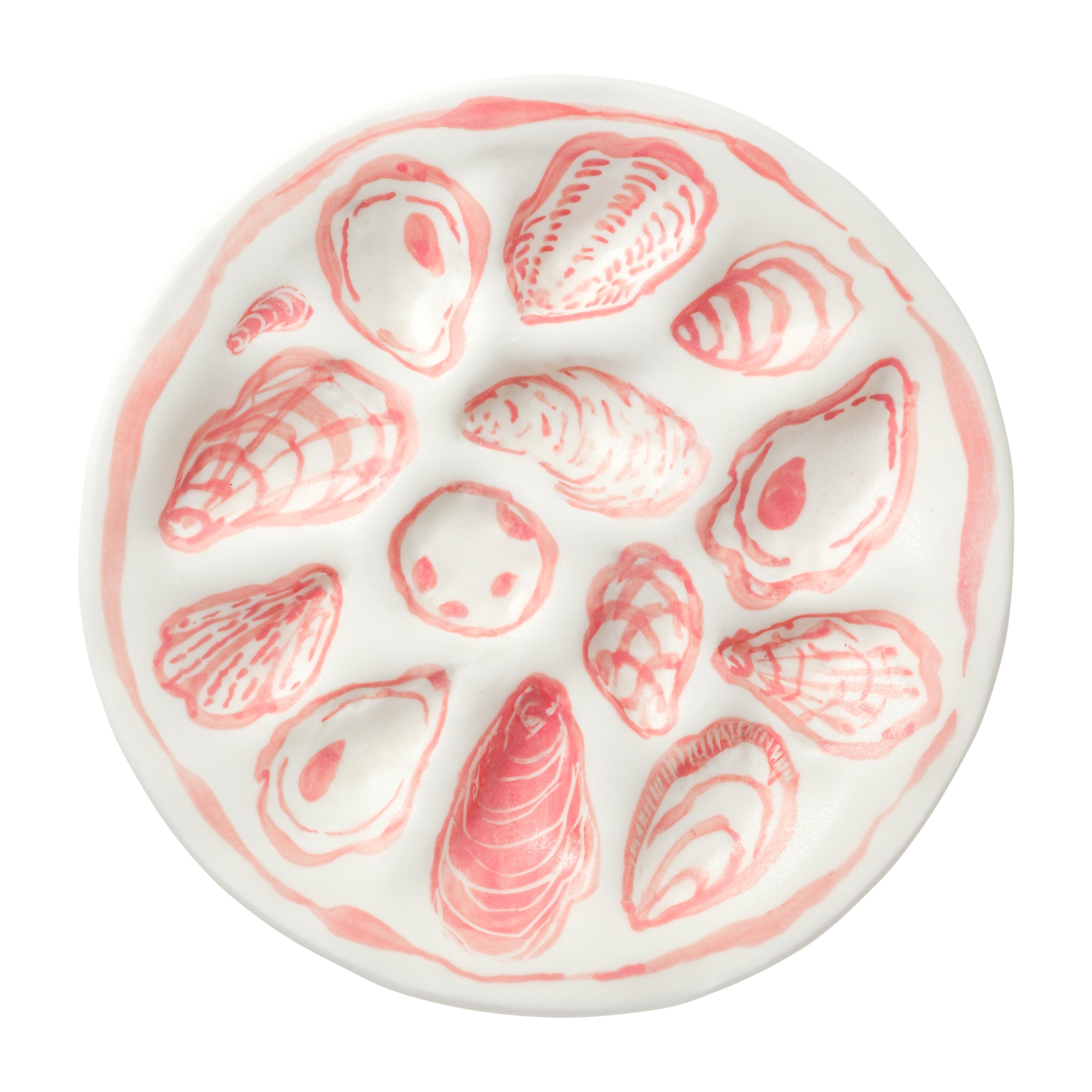 Coral Dozen Oyster Plate